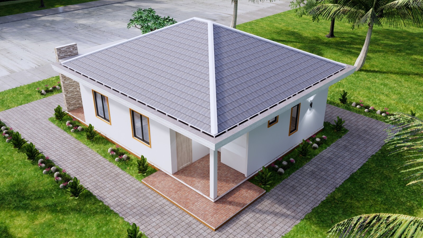 26×36 Feet Small House Plan 8×11 Meter 3 Beds 2 Baths Hip Roof (A4 Hard Copy)