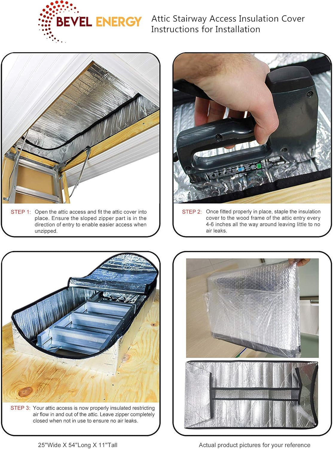 Energy Saving Attic Door Insulation Cover with Easy Access Zipper 25″ x 54