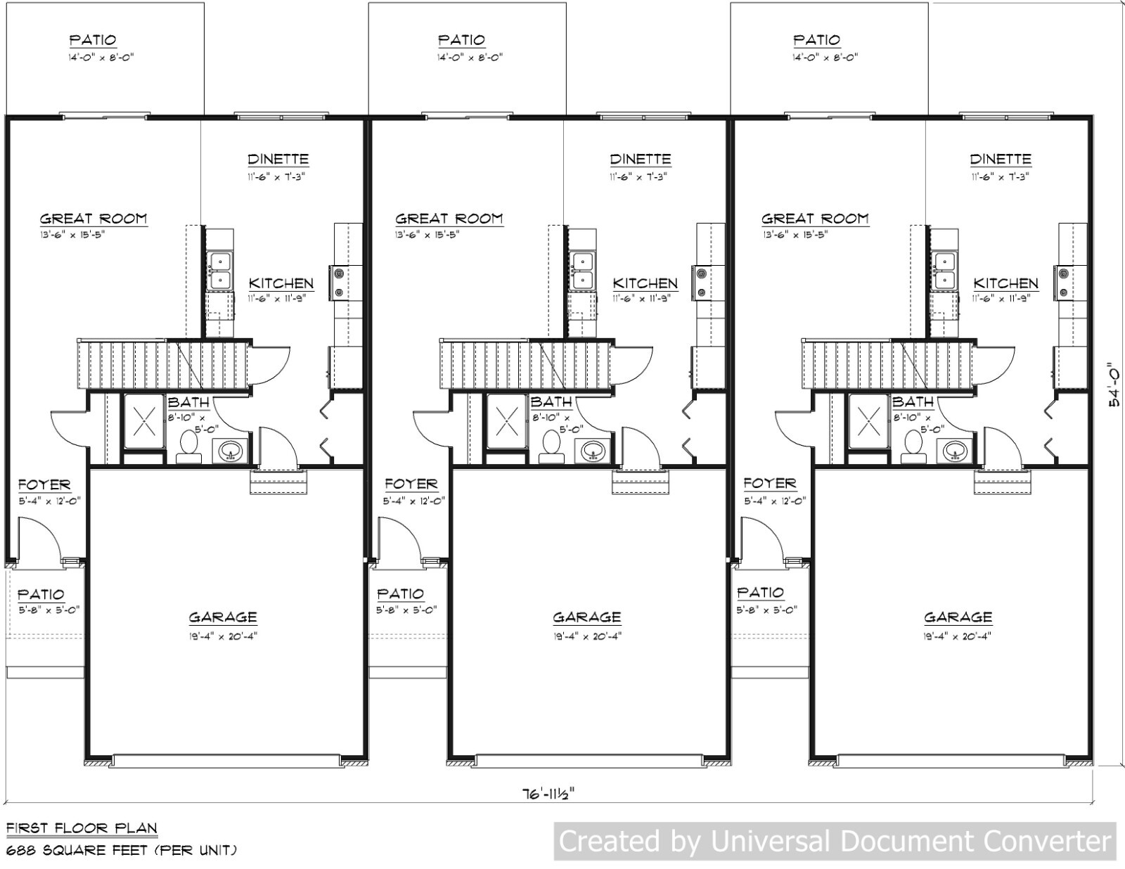 Full Set of Condominium / Triplex building plans 1,379 sq ft