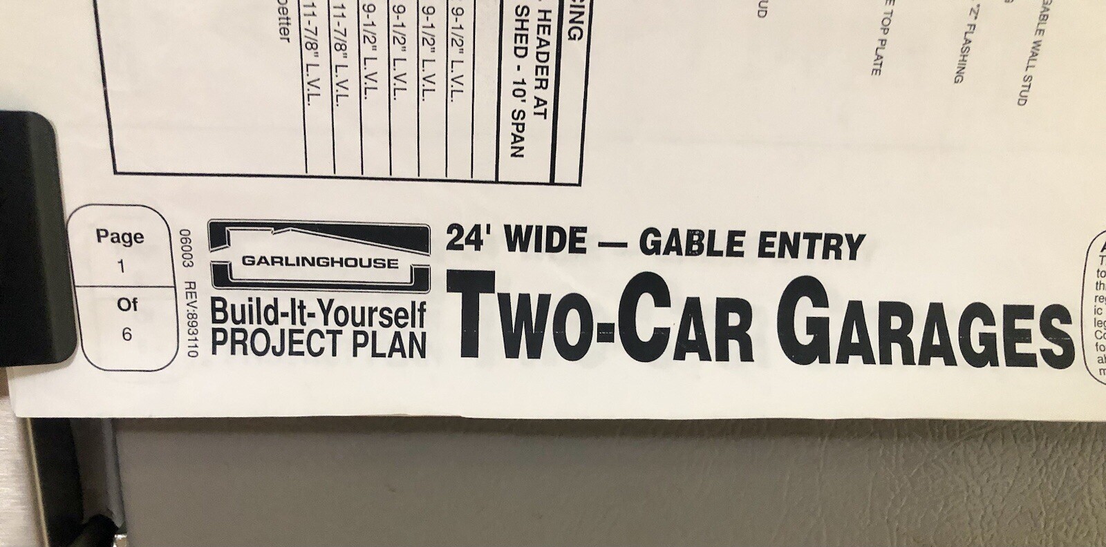 Build It Yourself 2 Car Garages 24’ Gable Entry Garlinghouse Plans 6 pages