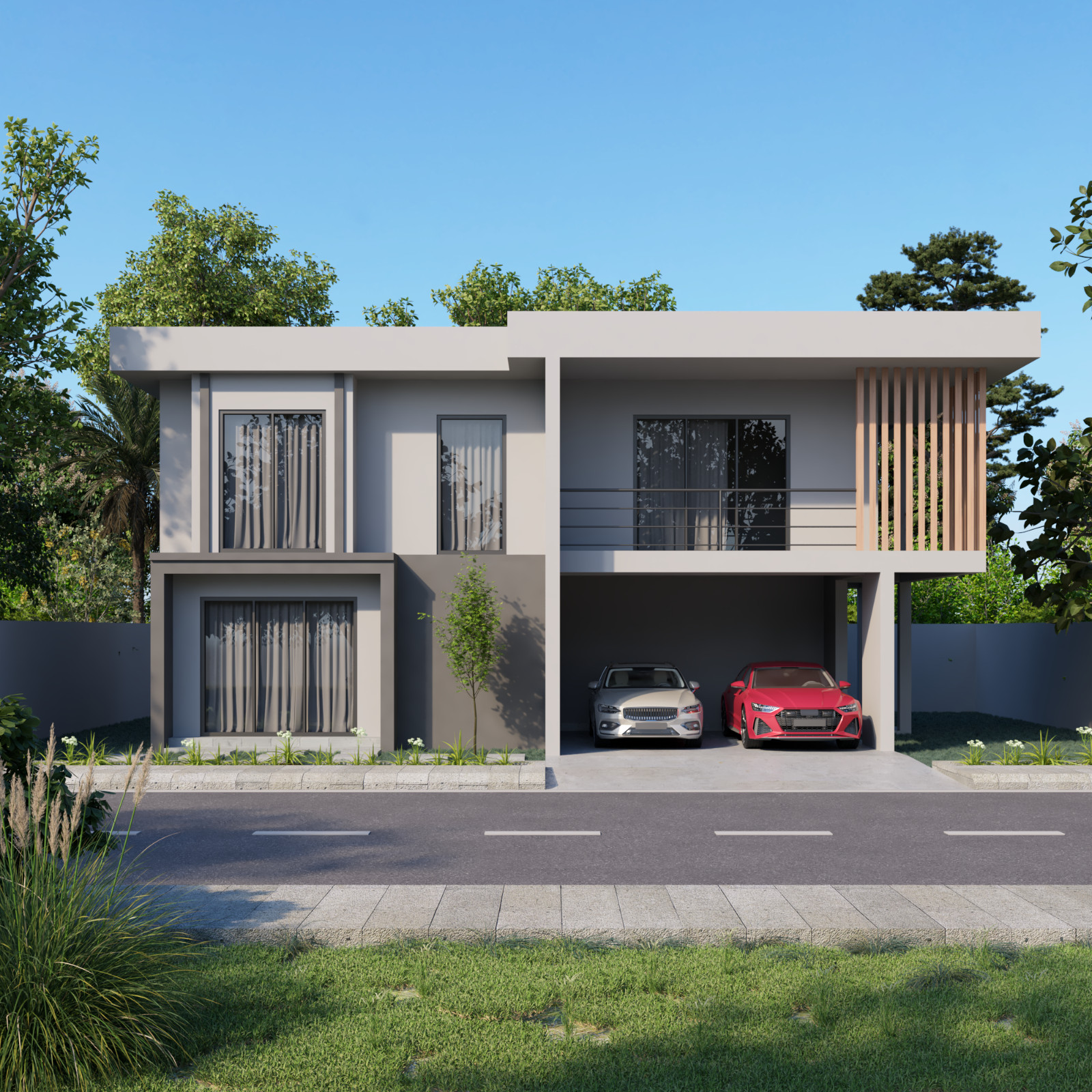 Modern Two Story House Plan 3D images DWG CAD File And PDF For Blueprint Plans