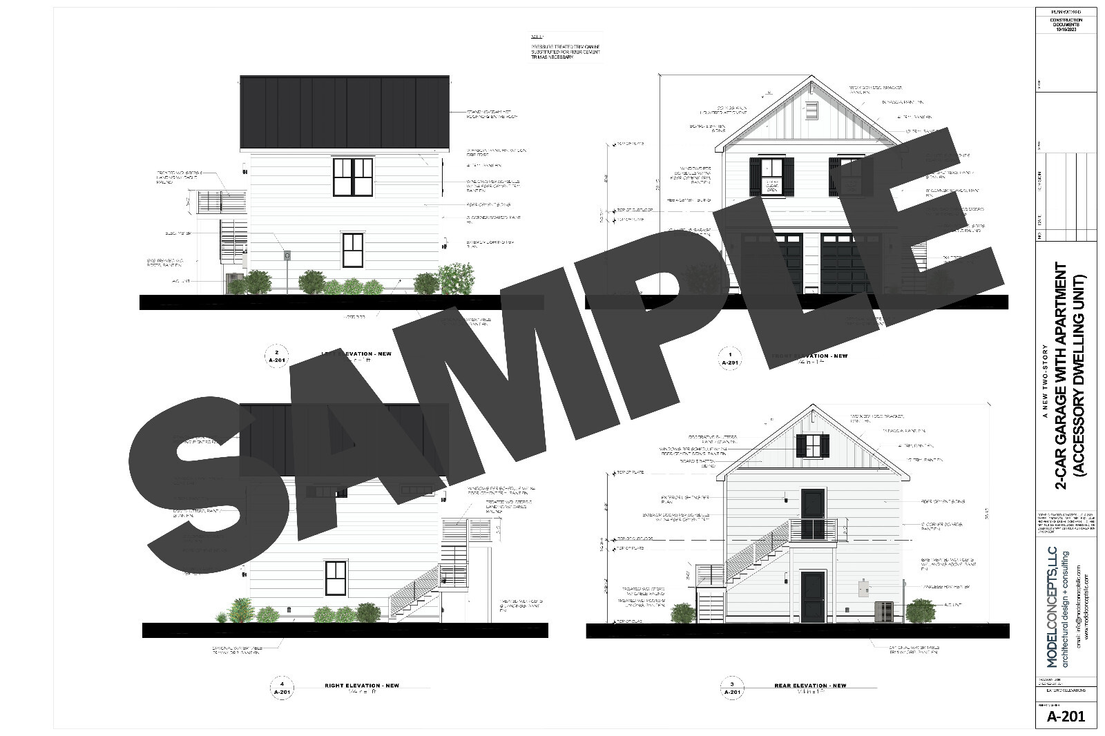 Garage Apartment (ADU) – 1 BR/1BA w/ Loft – Full House Plans, Blueprints #30010B