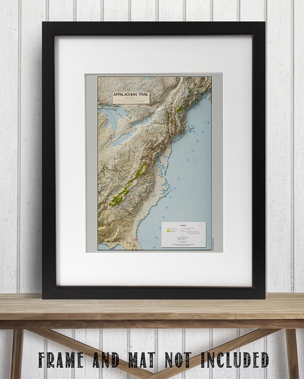 Appalachian Trail Shaded Relief Map Eastern US Hiking Topographic Wall Art