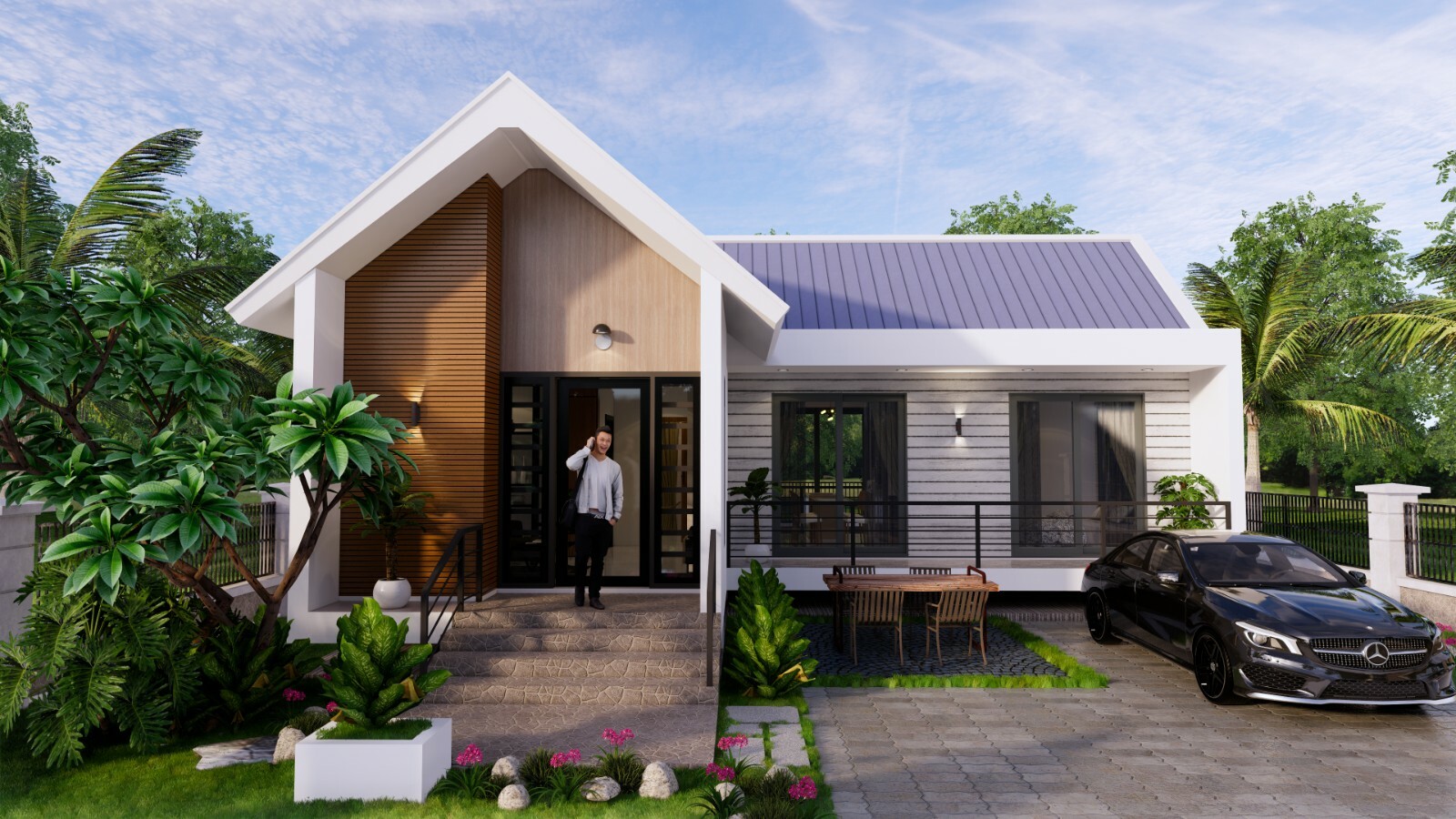 36×34 Feet Modern House Plan 11×10.5 Meter 2 Beds 2 Baths Gable (A4 Hard Copy)