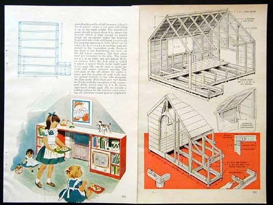 Deluxe Playhouse 1957 How-To build PLANS Cottage with Lights Heat