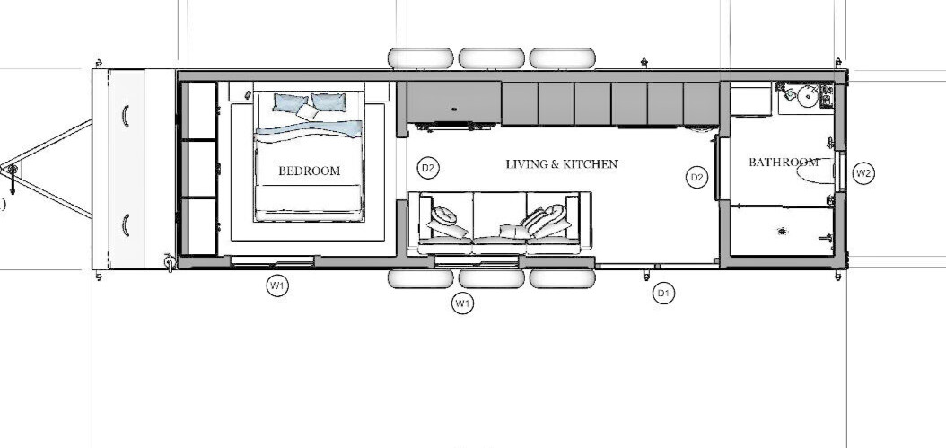 Tiny house Plan 32’x8’5”x13’4’ DIY Camper Trailer with 3d Images & PDF Blueprint