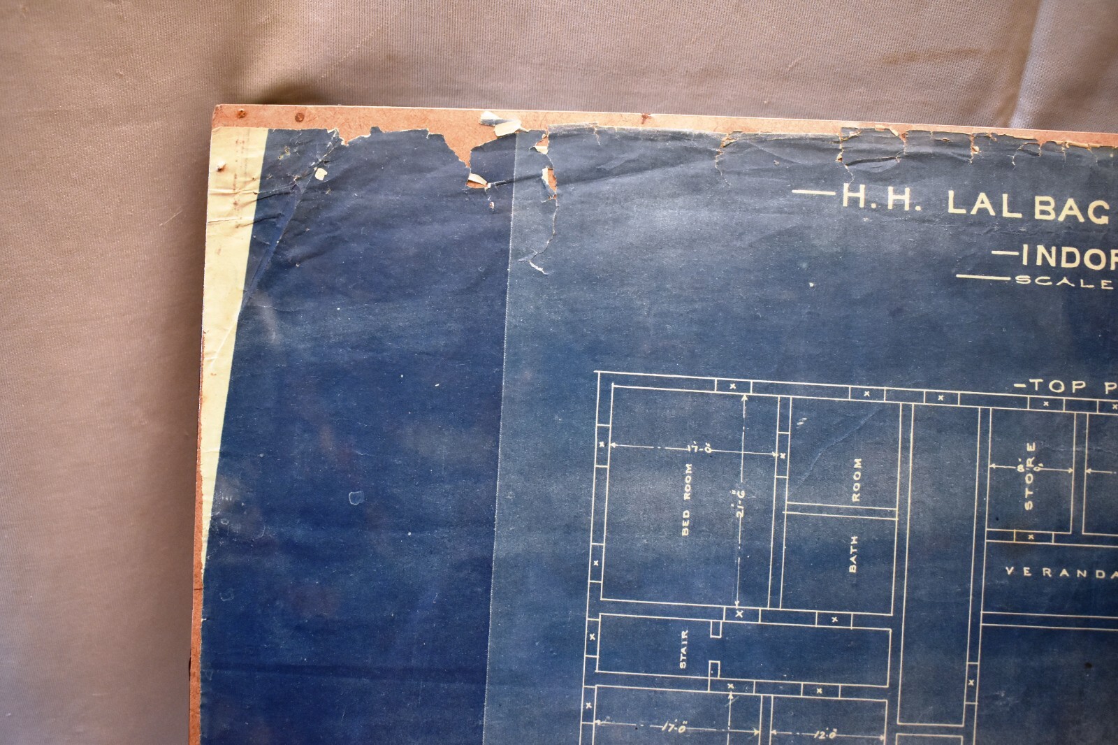 Antique Lal Bagh Palace Indore Architectural Top Plan & Lay-Out 1926 Circa Old»1
