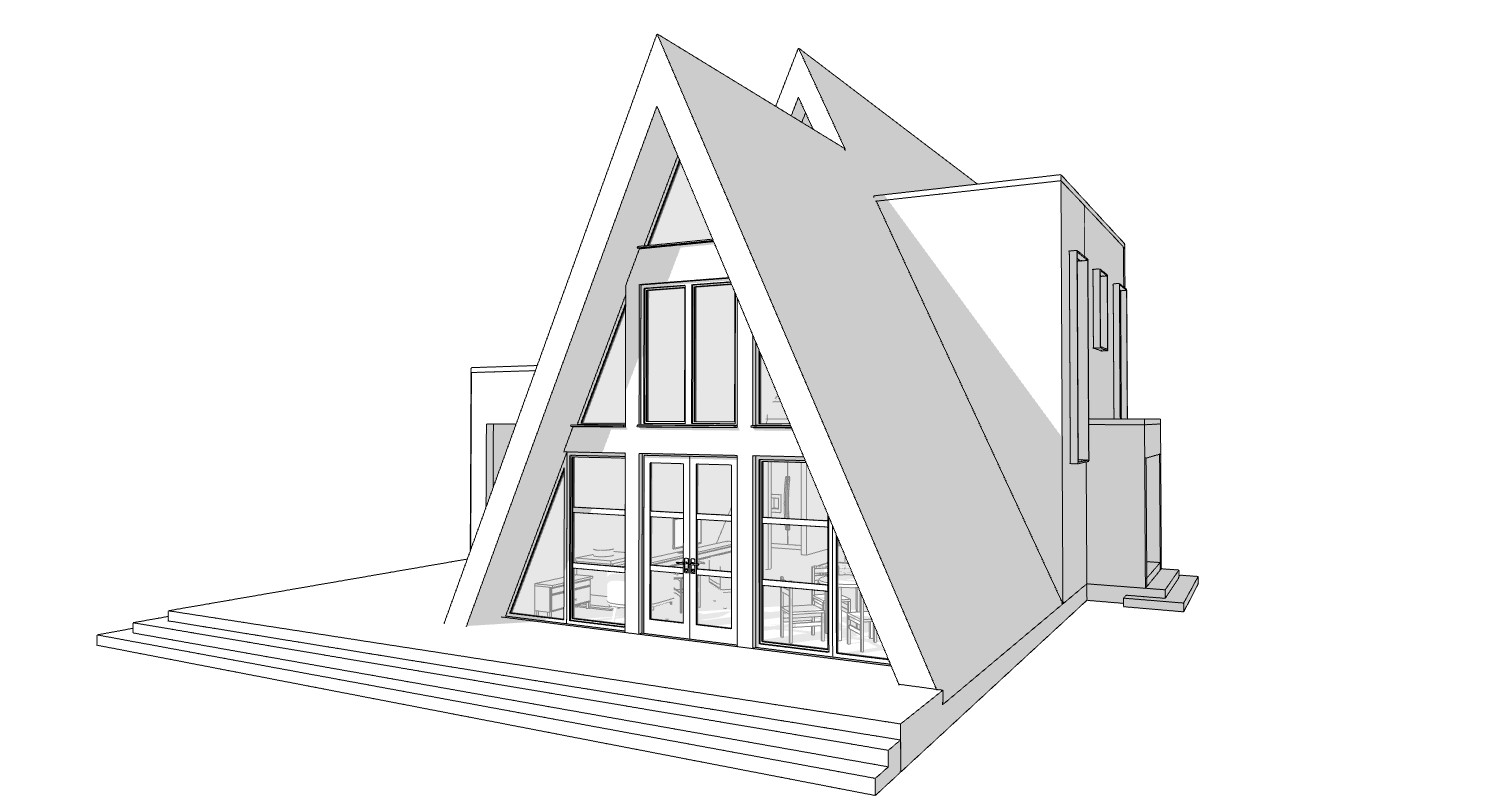41’x66’ 4 Bedroom, 3 Baths Modern A-Frame Cabin Architecture Plans PDF Download.