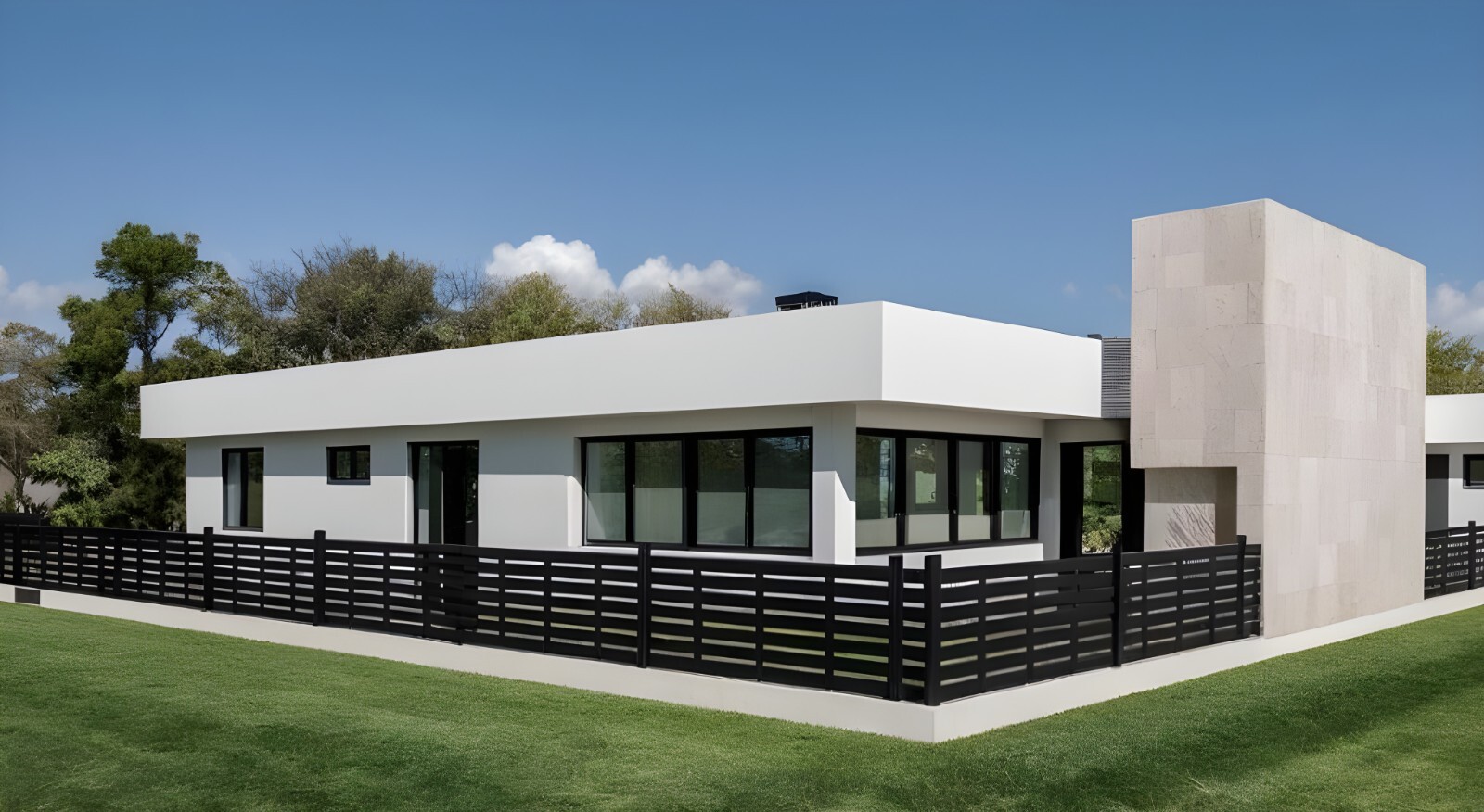 Tiny Modern 1Bedroom1Bathroom Small House Floor Plan with Flat Roof 480sqft/45m2