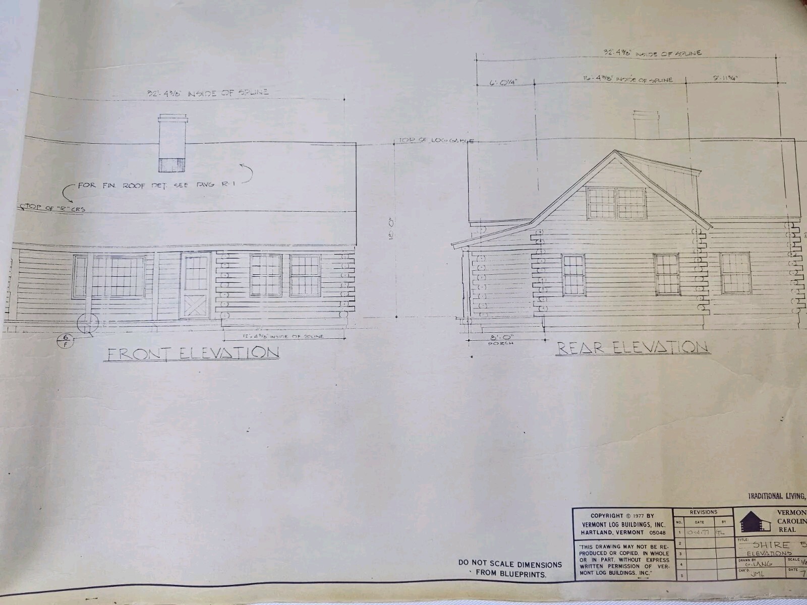 Vtg Vermont Log Buildings Shire 53- 26 Scale Blueprints Log Home 1977 (16) Pages