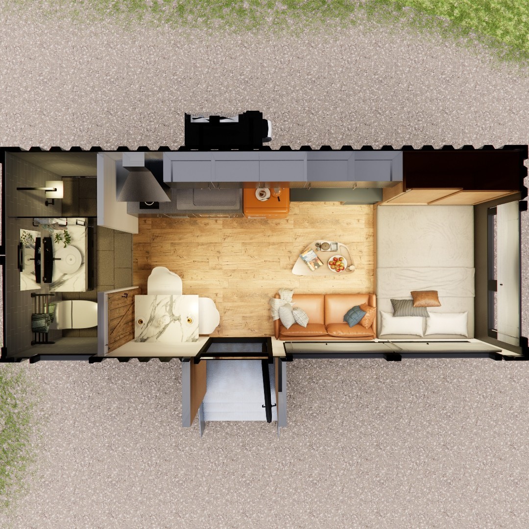 Container house plans – 1 bedroom – 1 bathroom – Digital PDF File
