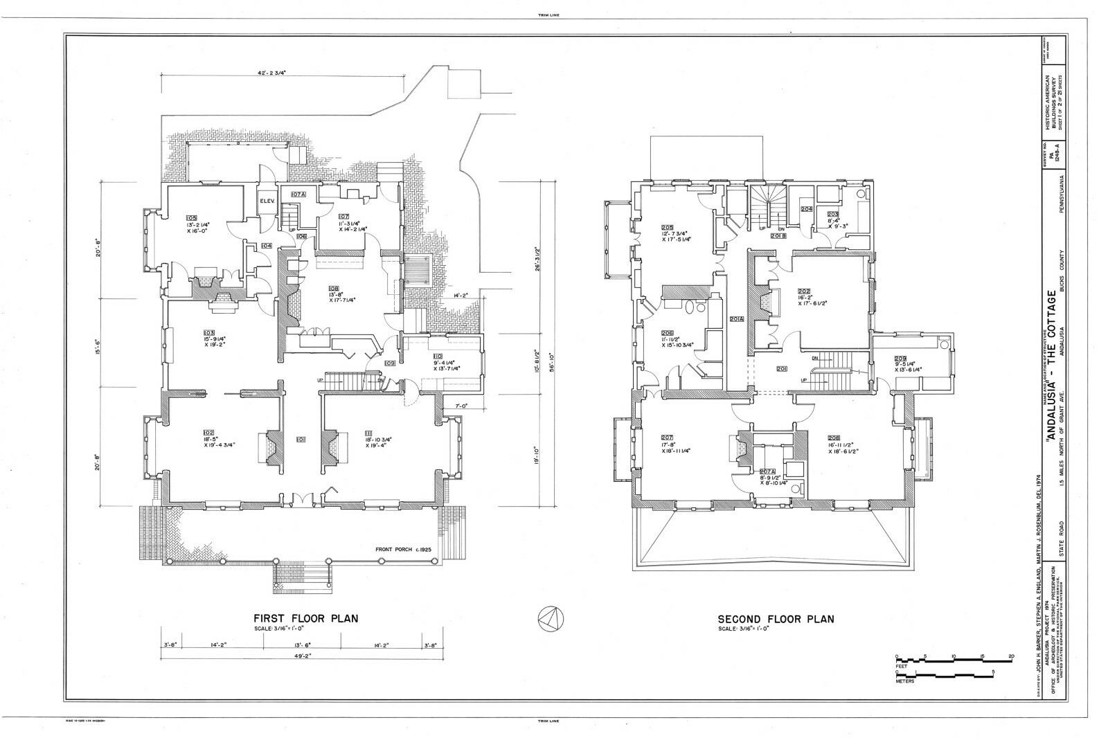 Victorian Farmhouse Style home plan, many bedrooms, porch, architectural prints