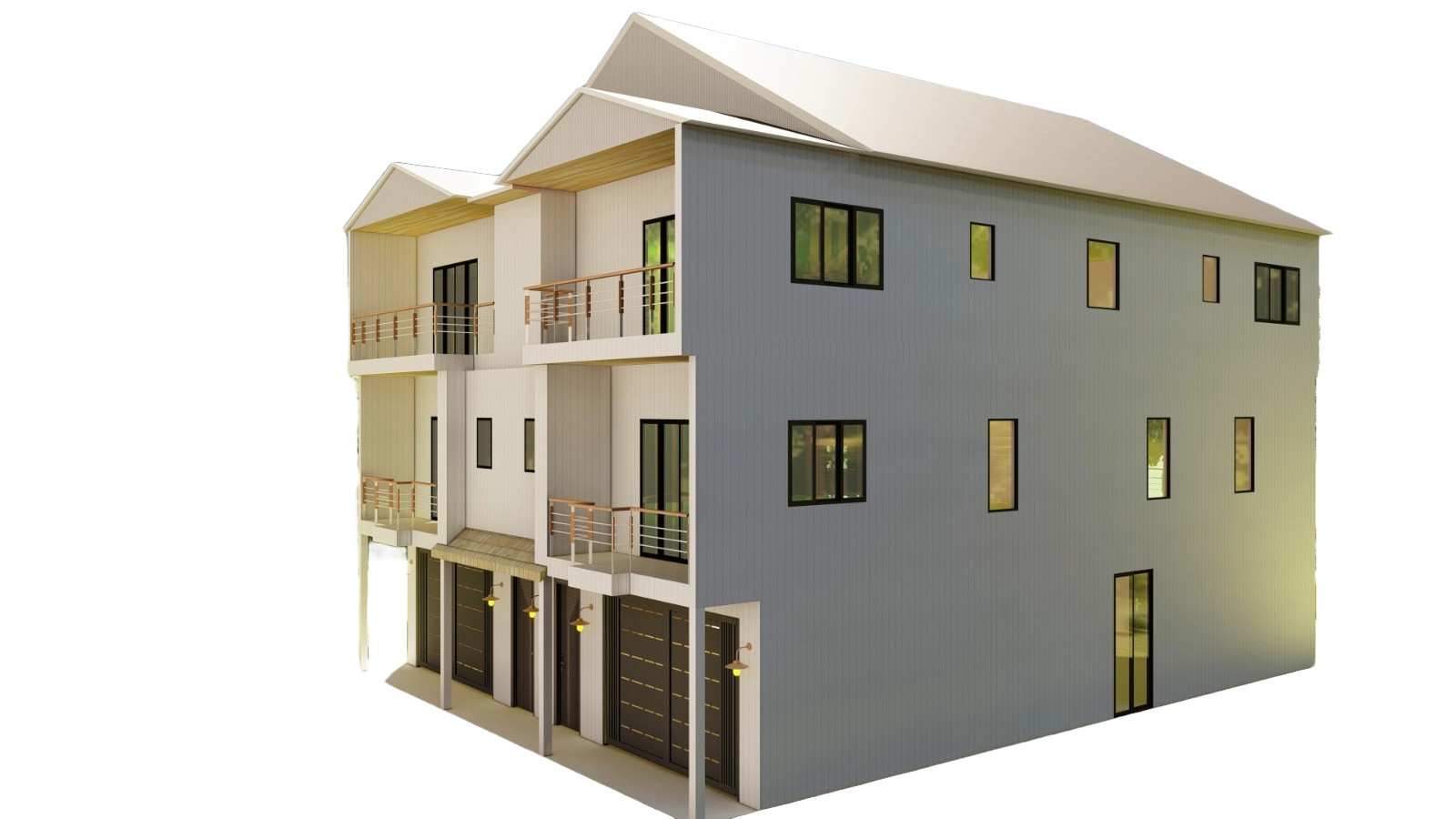 40’x55′ Duplex Plans: 4304 Sqft, 2 Units w/Garages, Elevators & Balconies