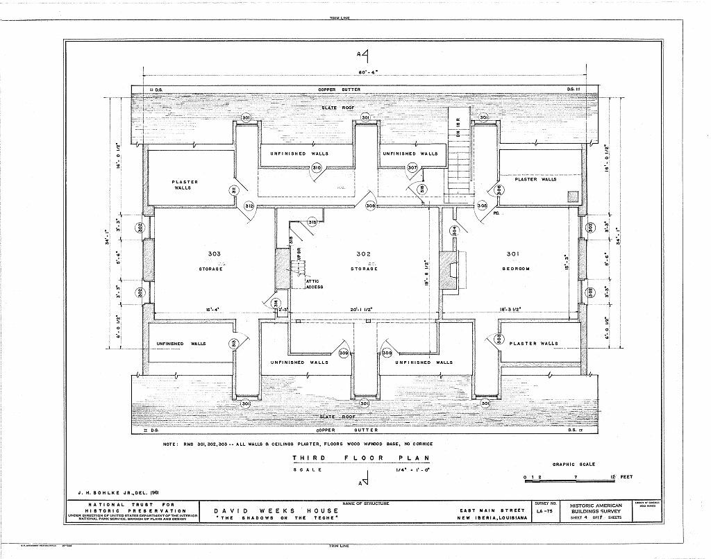 Shadows on the Teche – Antebellum Mansion southern style – printed drawings