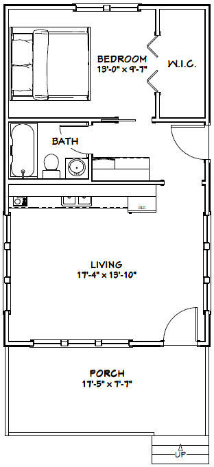 18×30 Tiny House — 540 sq ft — PDF Floor Plan – Model 5B