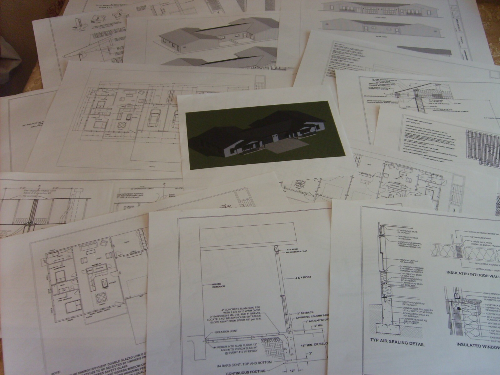 Duplex House Plans 2160 total sq.ft. 2 bedrooms each side. PDF files available.