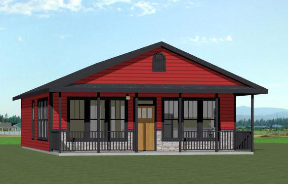 28×36 House — 3 Bedroom 1 Bath — 1,008 sq ft — PDF Floor Plan — Model 1H