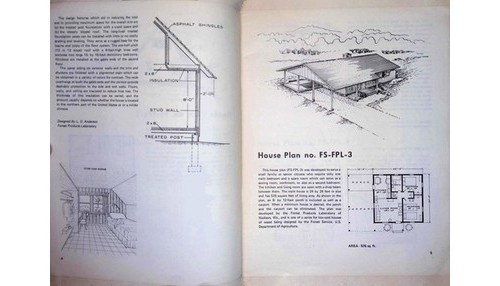 USDA Forest Service Designs for Low-Cost Wood Homes Booklet with Plans 1969