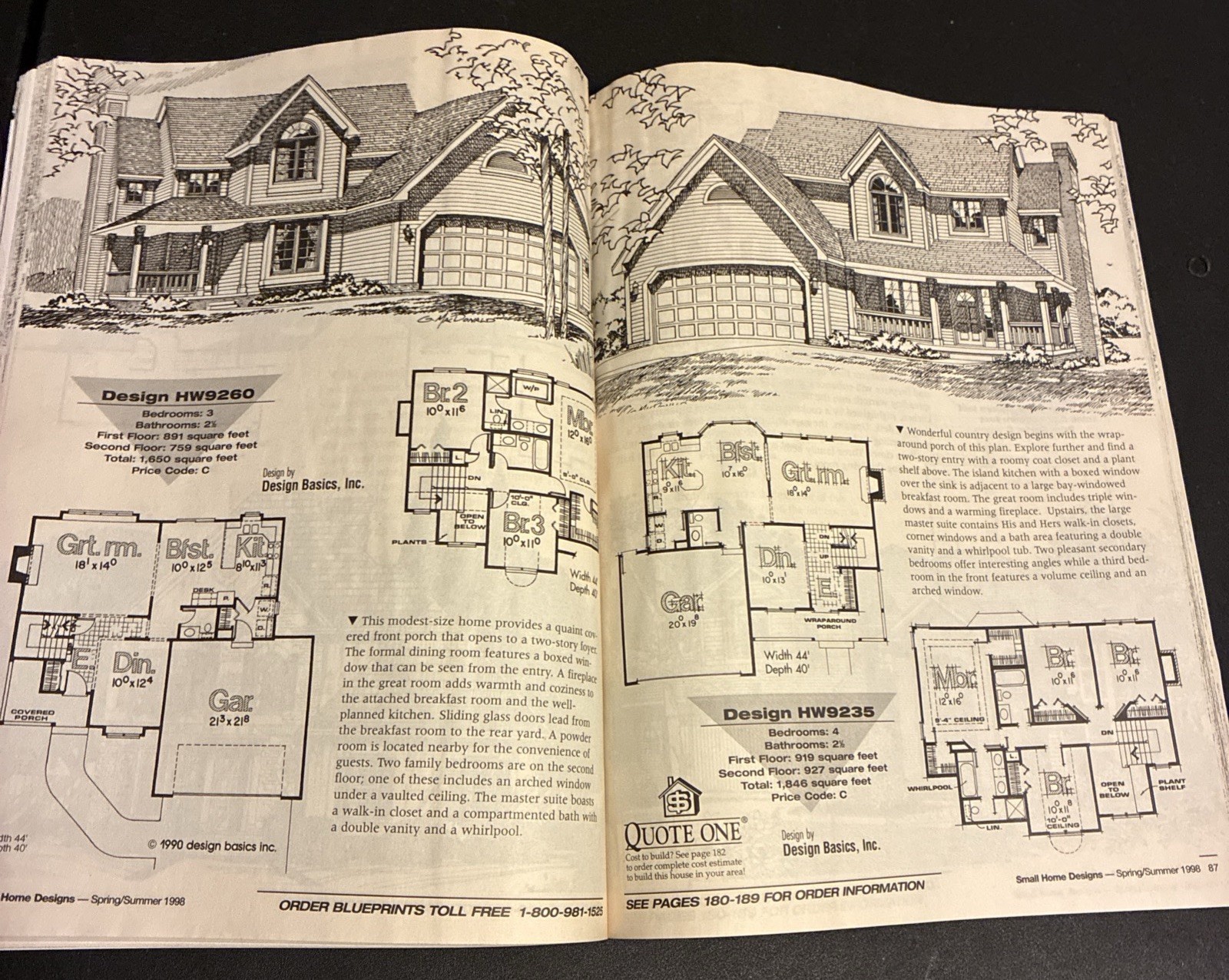 Small Home Designs Spring 1998 Magazine Vintage Many Different Home Floor Plans