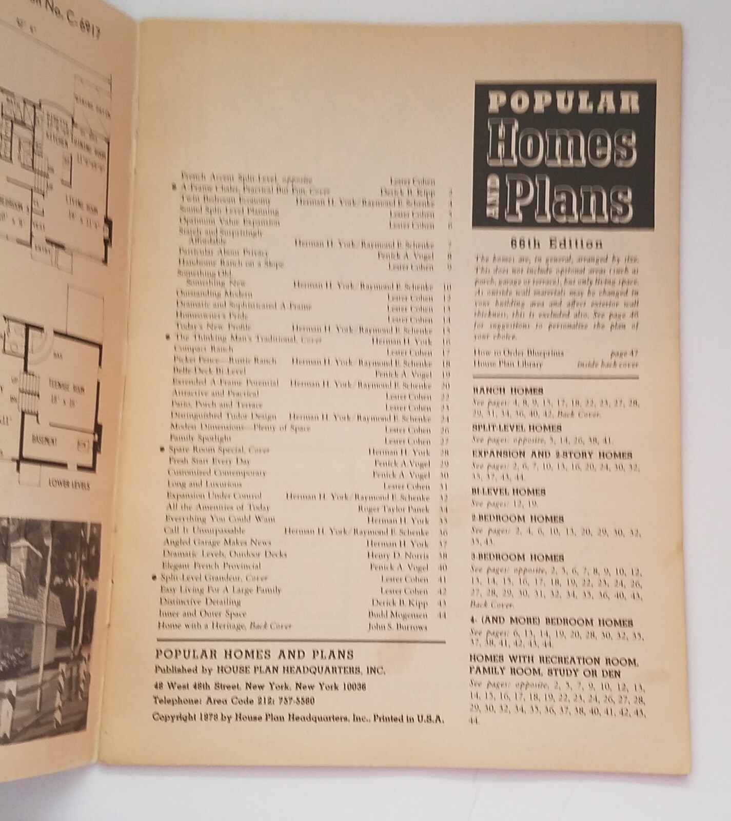 Vintage 1978 Popular Homes And Plans 66th. Edition Building Plans House Plans.
