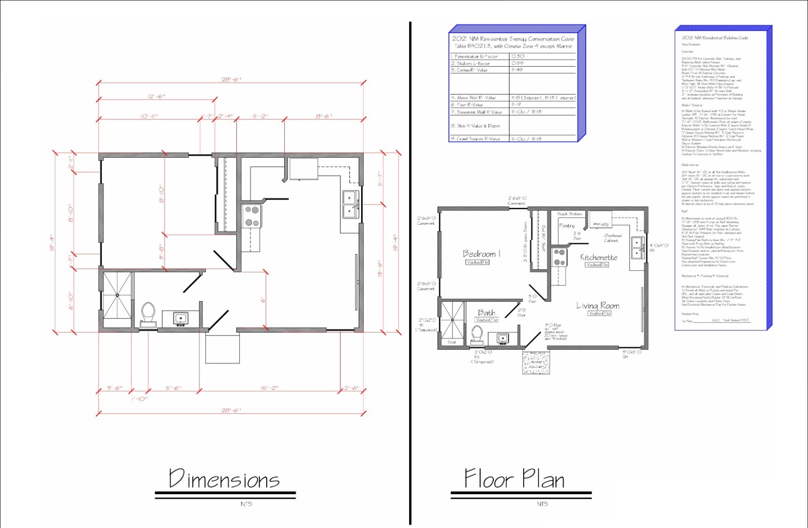 Comprehensive Building Plans for 28’6” x 19’4” Tiny Home – 550sqft Floor Plan