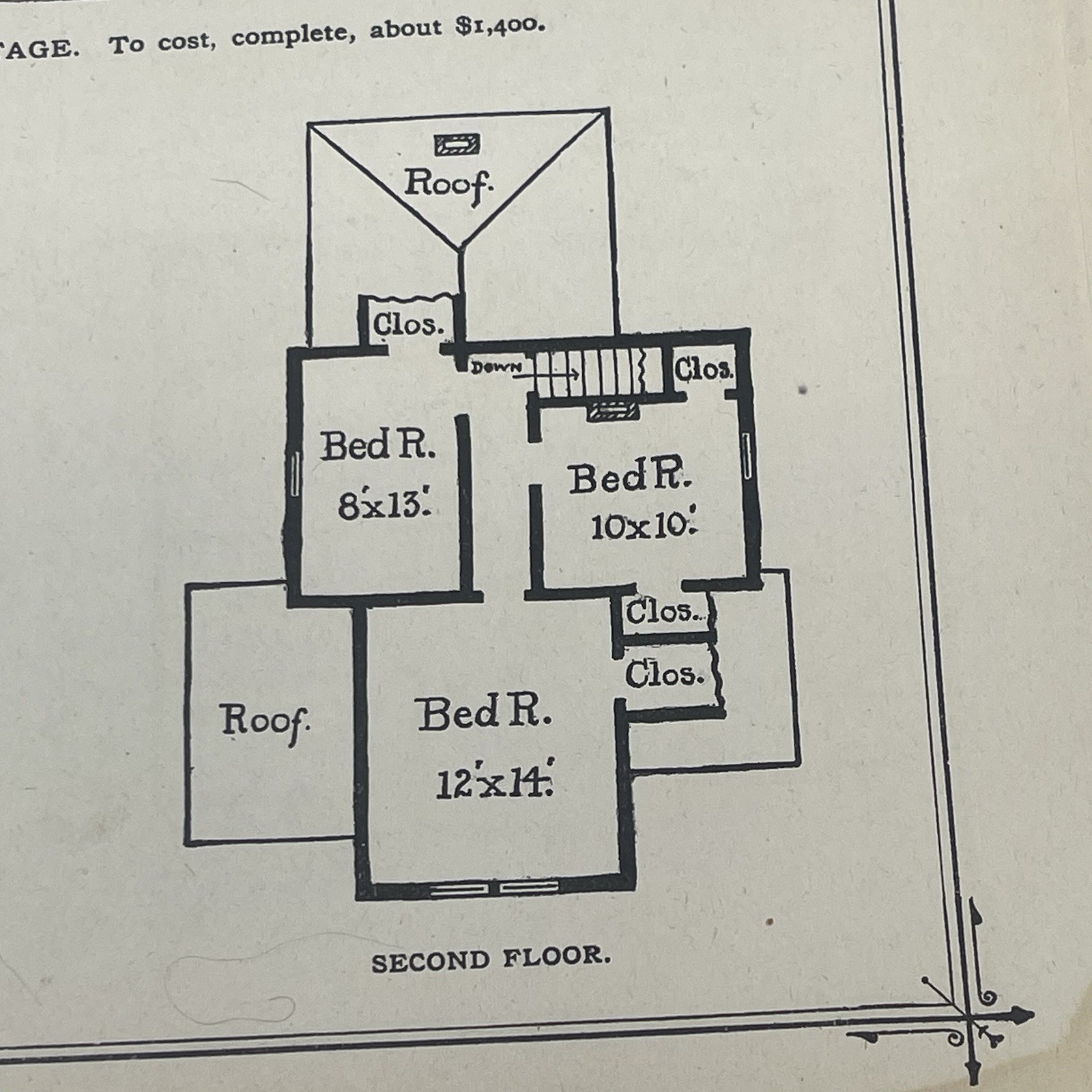 Cottage House Plan 1900 Antique Floor Plans Architectural Designs
