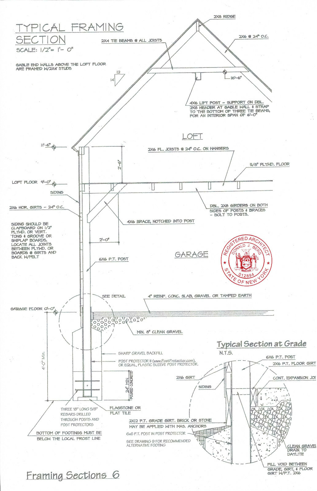 One-Bay Country Garage with Loft – 3 Complete Sets of Pole Barn Plans (eB-102×3)