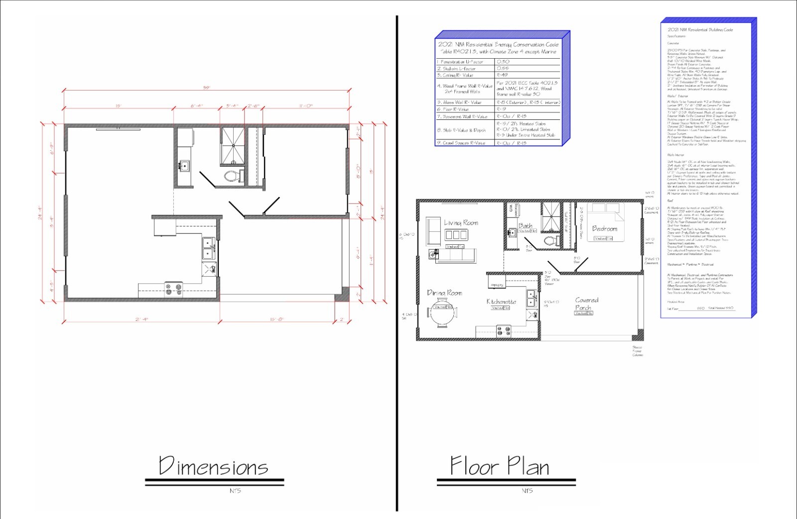 Tiny Home Building Plans – 39’x24′ with 750sqft Living Space