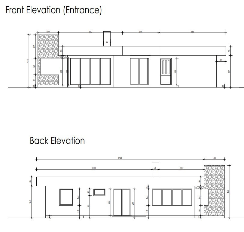 Tiny Modern 1Bedroom1Bathroom Small House Floor Plan with Flat Roof 480sqft/45m2