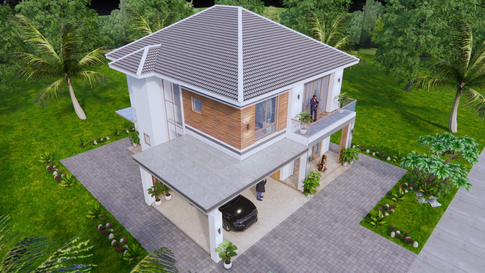 29×39 Feet House Design Plans 8.5×12 Meter 4 Bed 3 Bath Hip Roof (A4 Hard Copy)