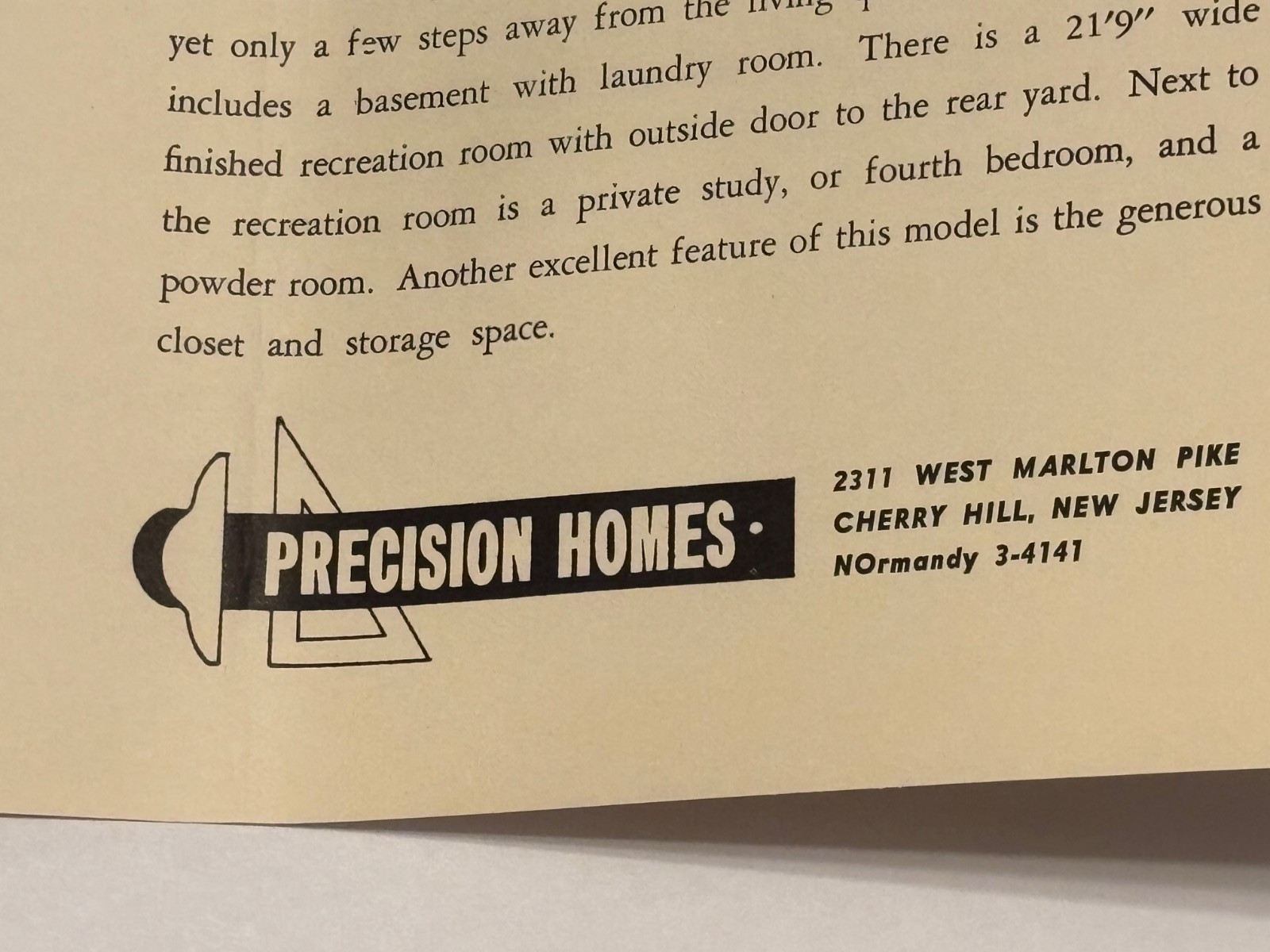 Vintage 1950s Cherry Hill NJ 13 Precision Homes Elevations Floor Plans Prices