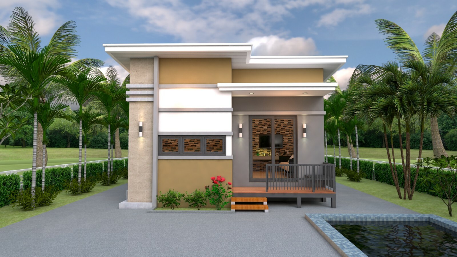 House Design 3d 6×8 Meter 20×26 Feet 2 Bedrooms Shed Roof PDF (A4 Hard Copy)
