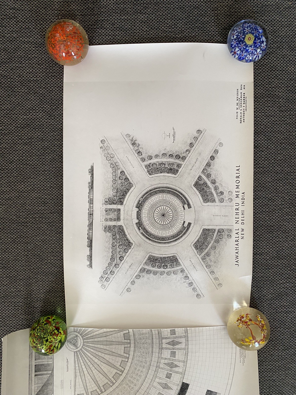Vintage Felix De Weldon Personal Plans Blueprint Nehru Memorial New Delhi India