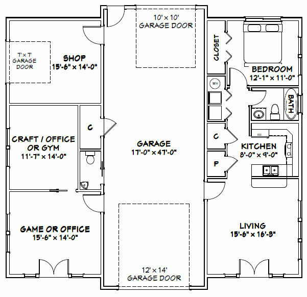 50×48 1-RV Garage 1 Br 1.5 Ba – PDF FloorPlan – 2,274 sqft – Model 5C