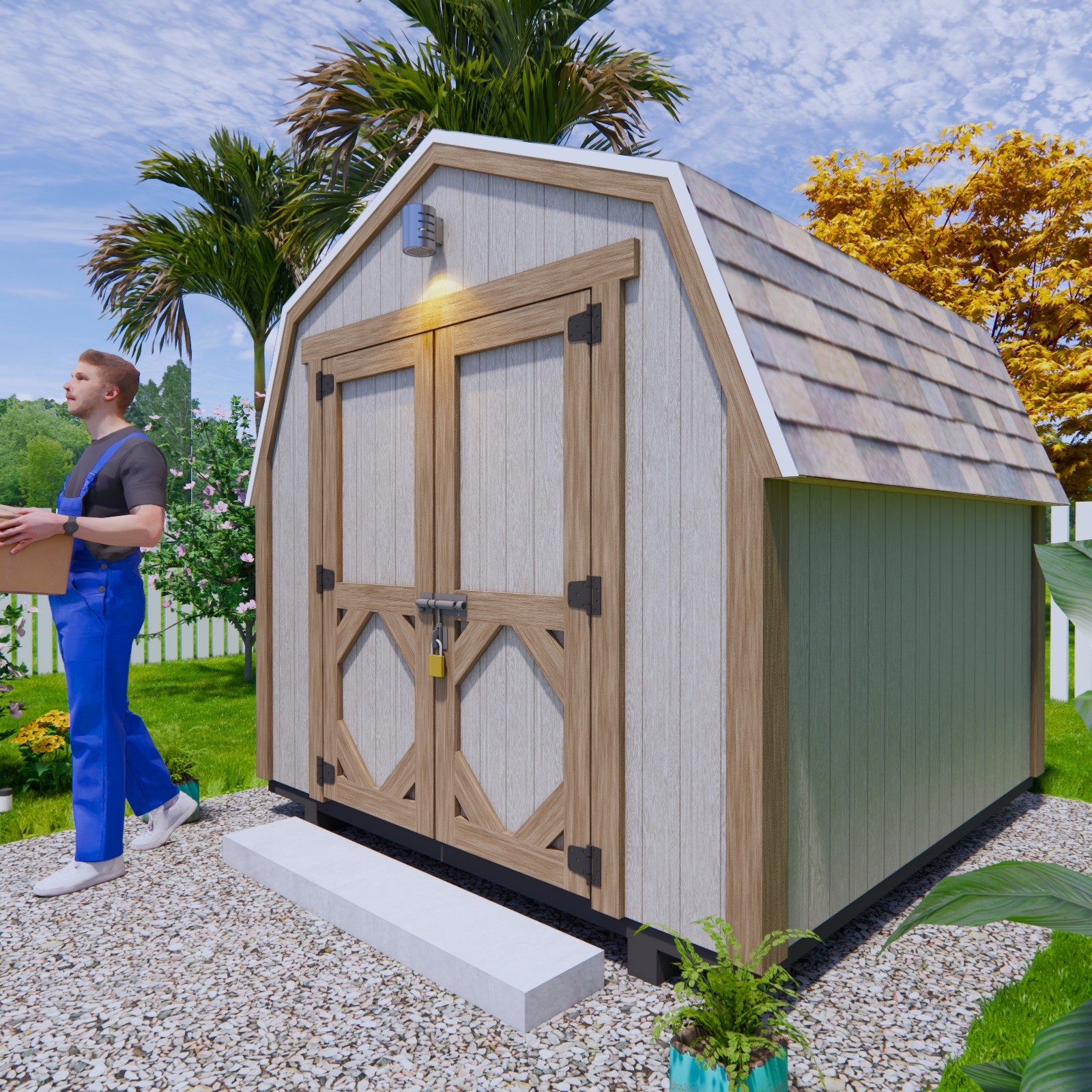 DIY 8×8 Shed Plan (Gambrel Roof Barn) | PDF + Material List + A4 Printed Guide