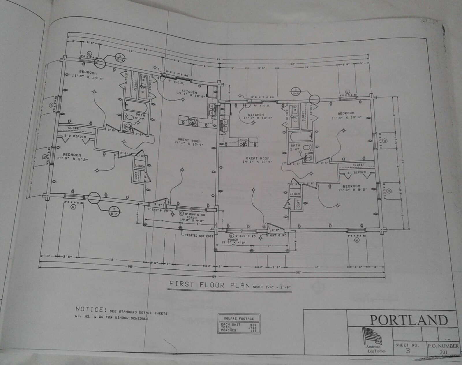 1984 9 Diagrams American Log Home Architectural Design Building Plan Blue Print