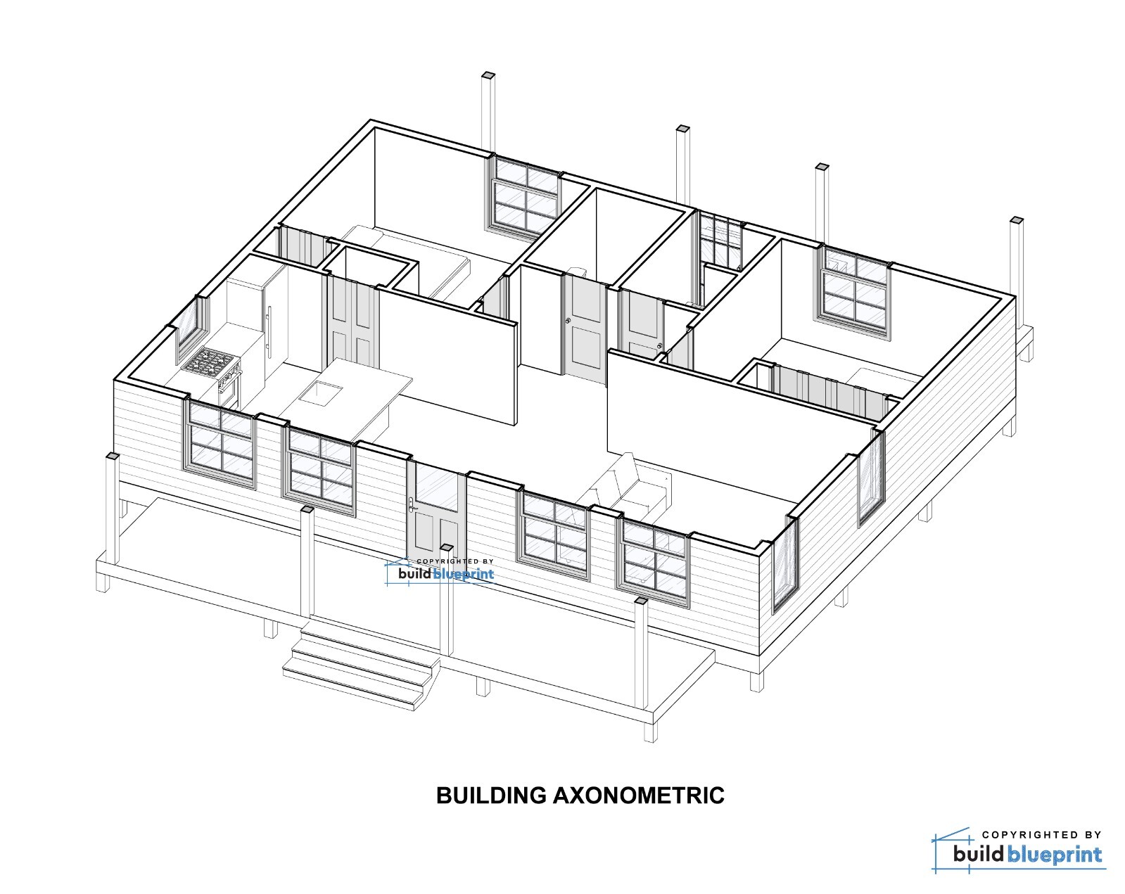 Modern 26′ x 34′ Willow Cabin Architectural Plans – PDF Download