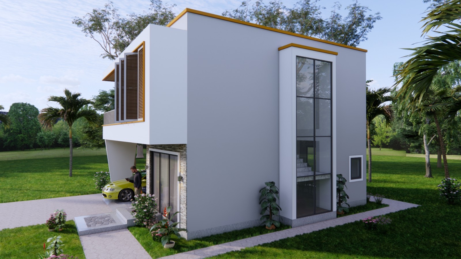 7×9 Meter House Plan 4 Bed 3 Bath | 23×30 Ft Hidden Shed Roof PDF & A4 Hard Copy