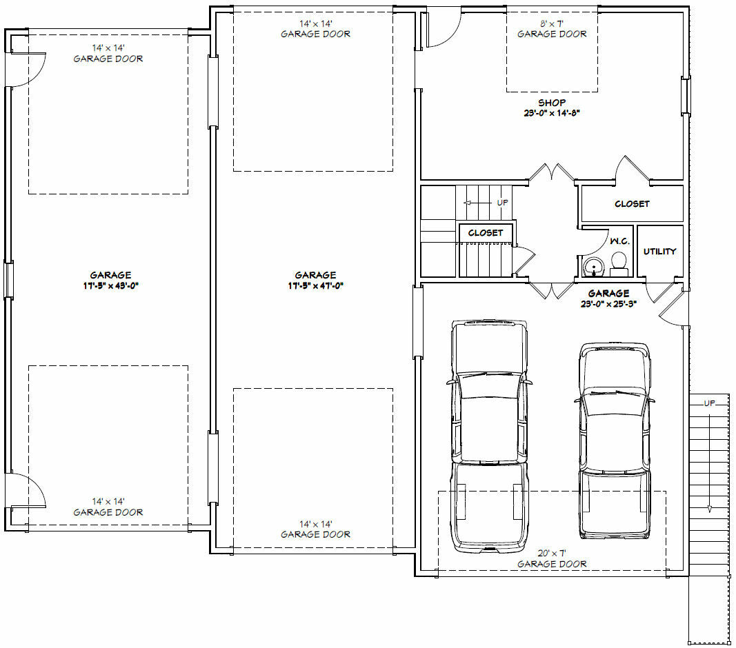 60×50 Apartment with 2-Car 2-RV Garage – PDF FloorPlan – 1,648 sqft – Model 2D