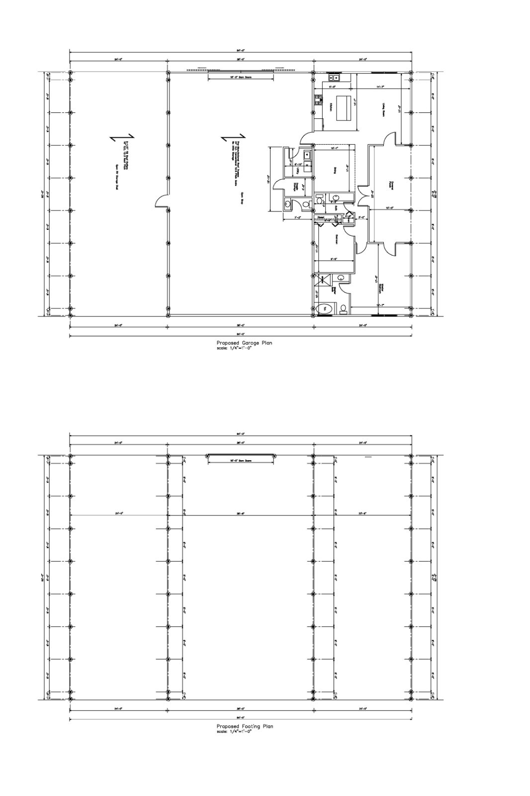 36X60 60X36 HORSE BARN PLAN GABLE POLE BARN CONST W/LIVING SP #20-3660-HB-GBL-8