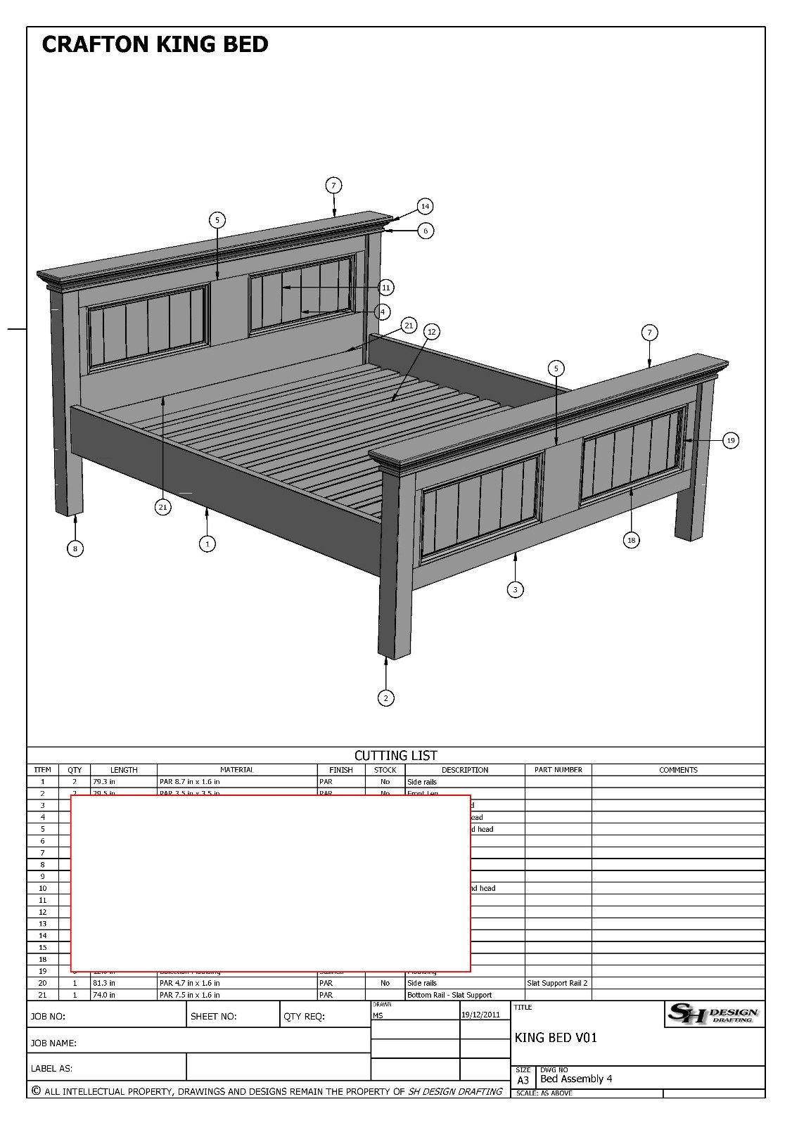 BUILDING PLANS FOR CRAFTON KING SIZE TIMBER BED – MAKE YOUR OWN & SAVE $$$