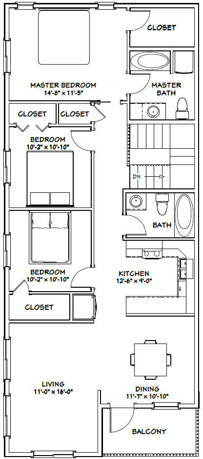 56×50 Apartment – 2-RV – 3 Br 2.5 Ba – PDF FloorPlan – 1,703 sqft – Model 1C