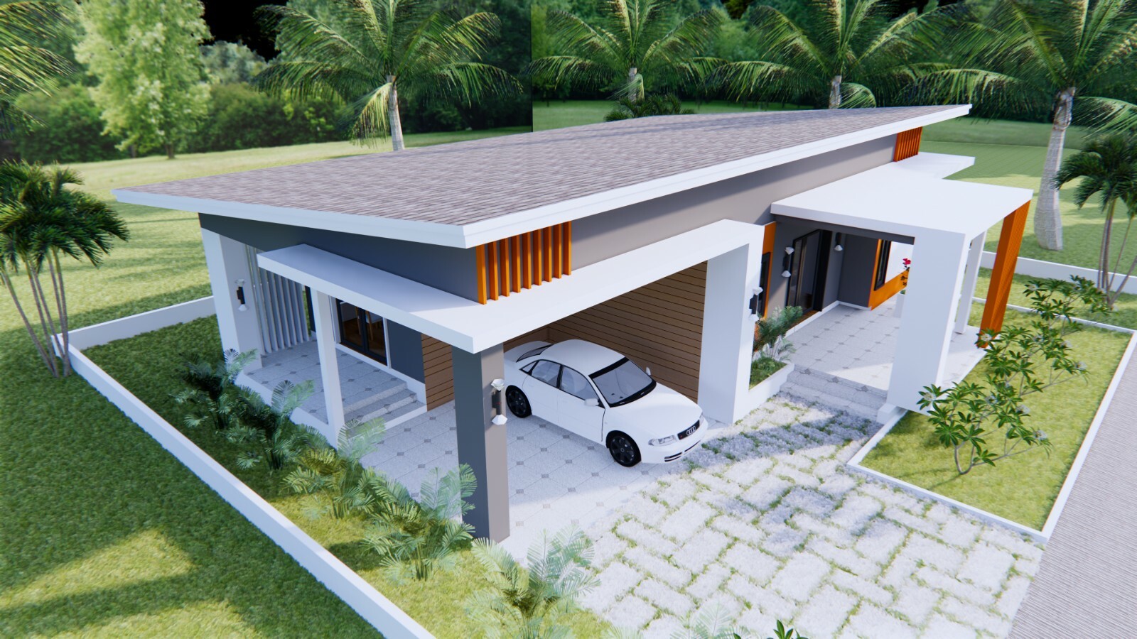 House Design Plan 16×12 Meter 52×39 Feet 3 Bedrooms Shed Roof (A4 Hard Copy)