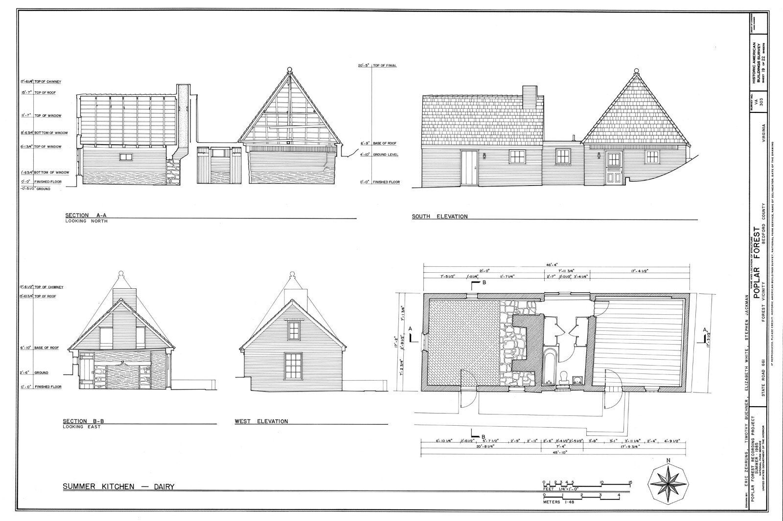 Poplar Forest by Thomas Jefferson, octagon Colonial country house detailed plans