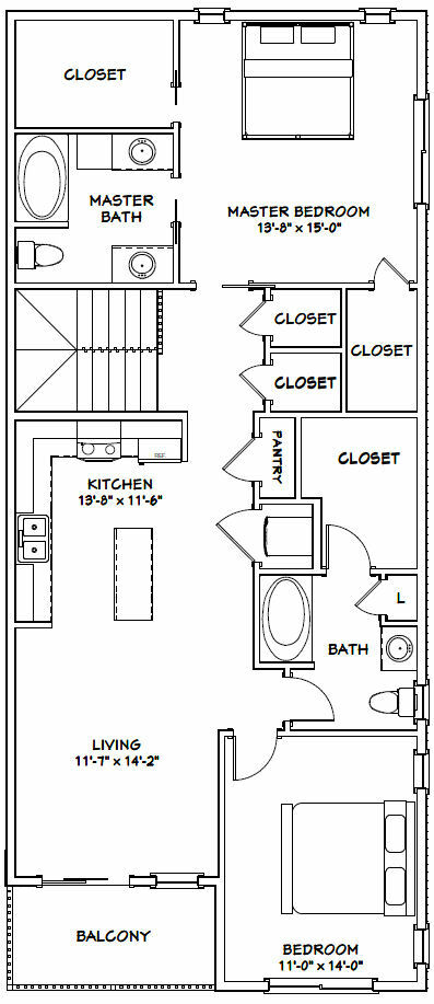 60×50 Apartment with 2-Car 2-RV Garage – PDF FloorPlan – 1,694 sqft – Model 1B