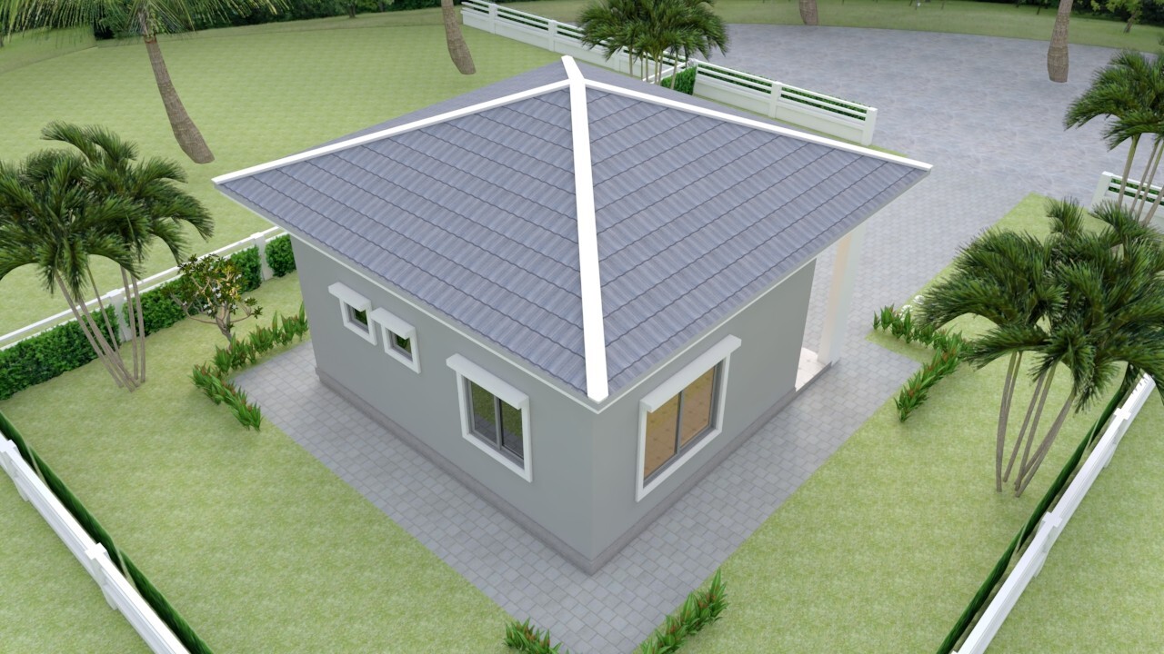 21×21 Feet Tiny House Plans 6.5×6.5 Meter 1 Bed 1 Bath Hip Roof (A4 Hard Copy)