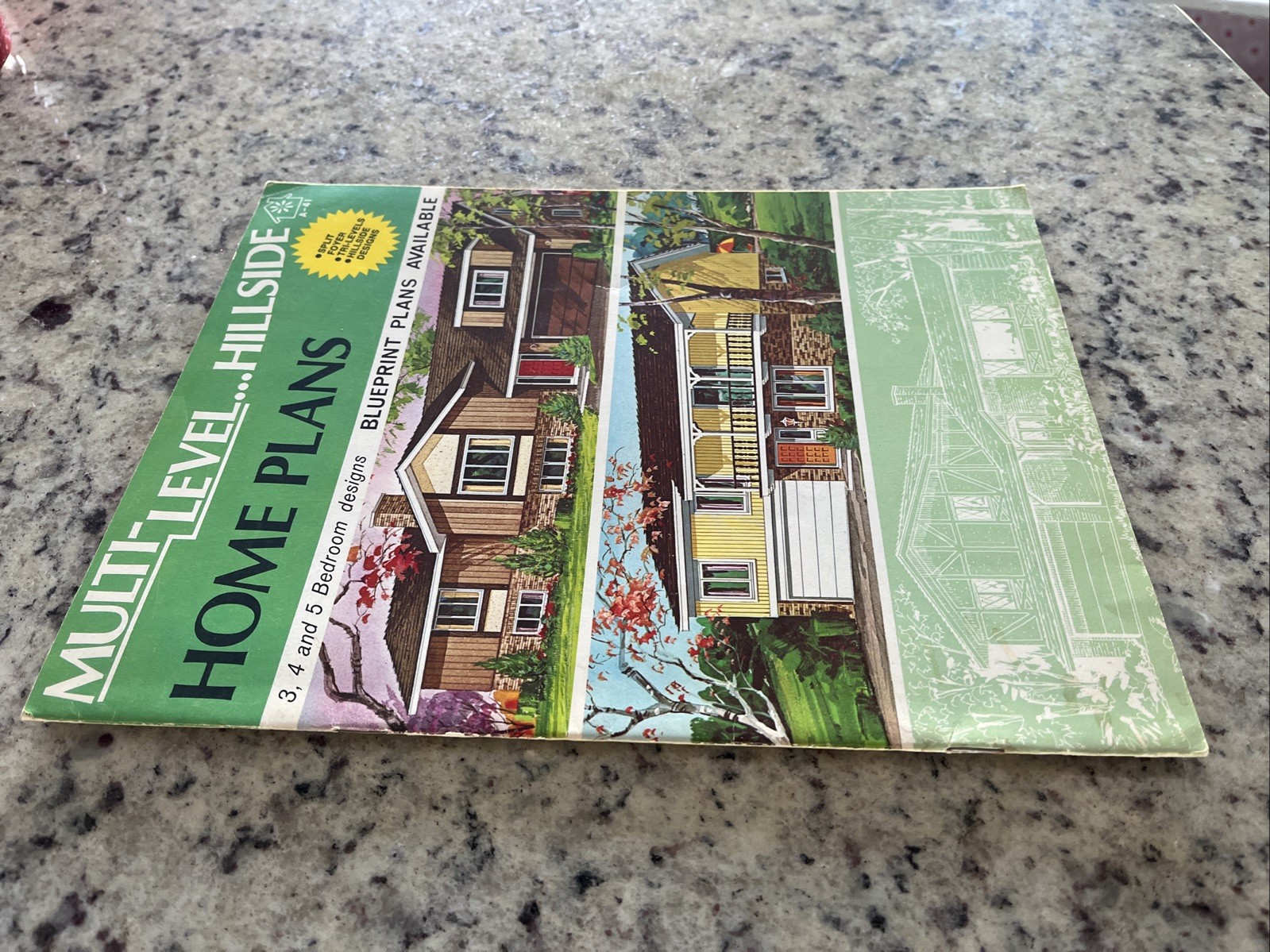 Vintage 1972 MCM Multi-Level Hillside Home Plans Design Catalog Blueprints