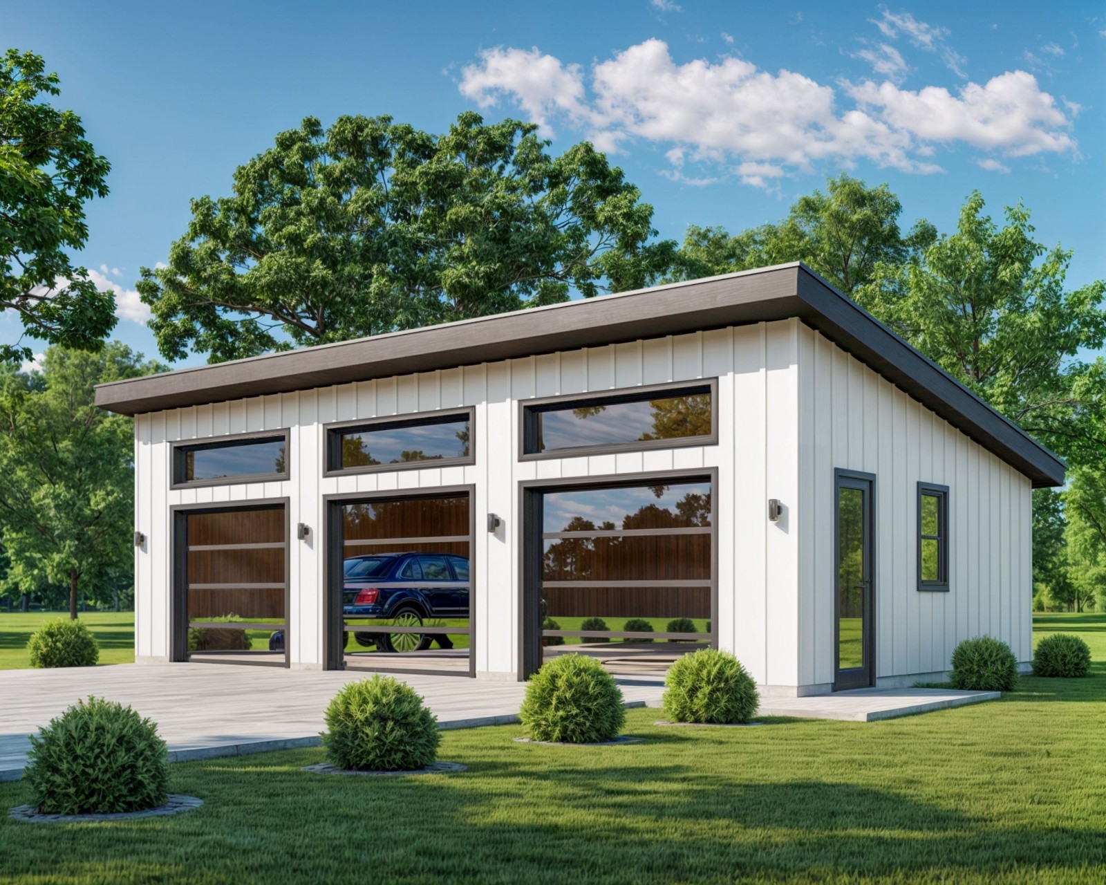 Three Car Garage Plan 24’x40′, Detached Shed Roof Garage, 960 Sq Ft, 9 Ft Walls
