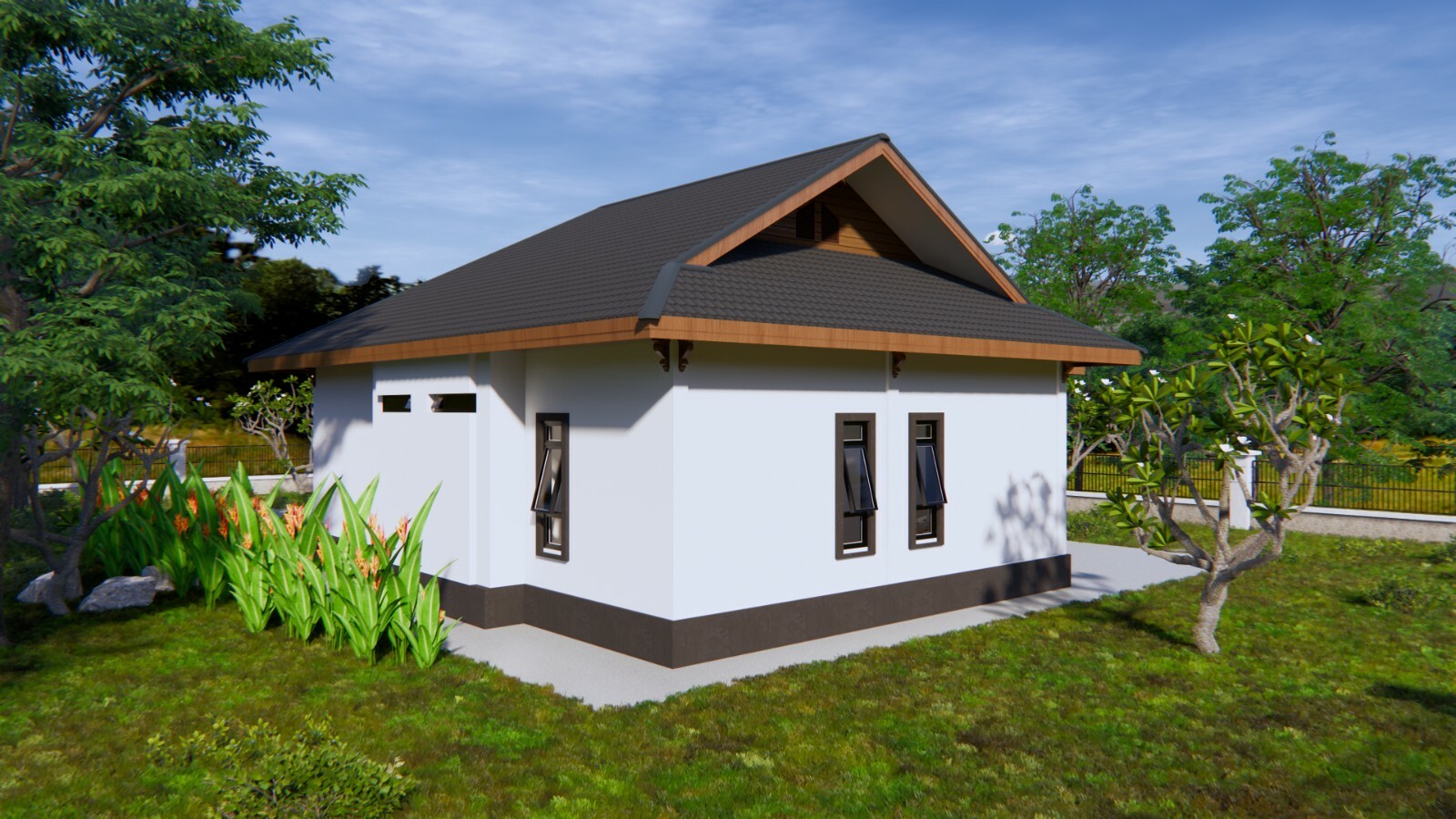 Cool Home Plans 11×14 Meters 36×46 Feet 3 Beds 2 Baths Gable Roof (A4 Hard Copy)