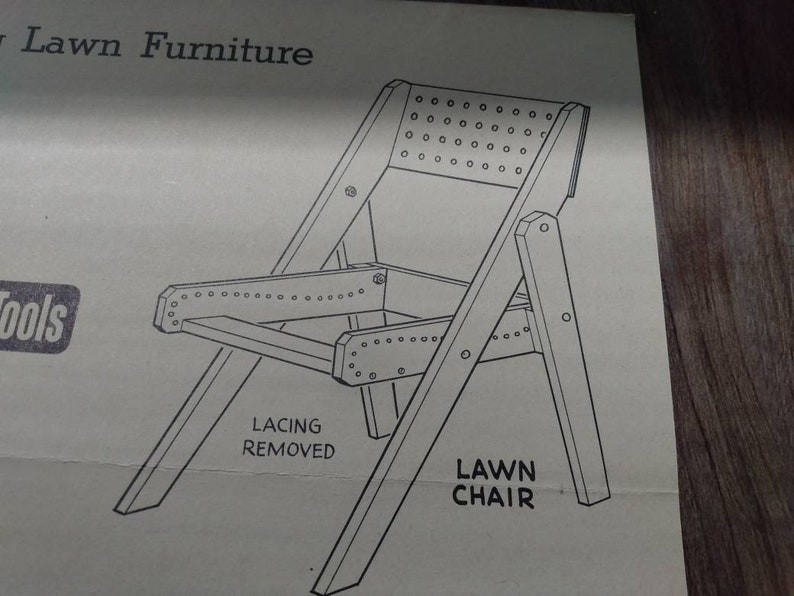 MCM Lawn Patio Furniture Plans Lounge Chair Picnic Table VTG 50s Skil Chart 103